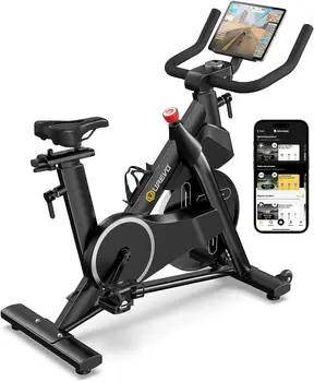  Велотренажер, умный стационарный велотренажер для дома, совместимый с приложениями, грузоподъемность 350 фунтов, держатель для планшета, Compet