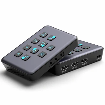  Оборудование для видеозахвата с двумя картами HDMI 4K для прямой трансляции с петлевой камерой, Подключенной к игровому Видеомикшеру для записи USB 3.0 Type-C