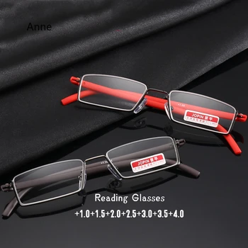  Новые Металлические очки для пресбиопии с защитой от синего цвета, модные портативные очки для чтения в полурамке, Мужские Женские Компьютерные очки