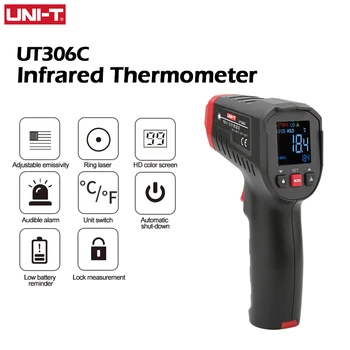  UNI-T UT306S UT306C Цифровой Инфракрасный Термометр Бесконтактный Лазерный Термометр Пистолет Тестер Температуры -50-500 Гигрометр Инструменты