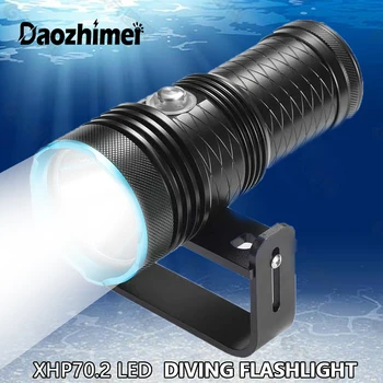  IPX8 Водонепроницаемый светодиодный фонарик для дайвинга XHP70.2 Подводный 100-метровый Дайвинг фотография Видео Открытый Тактический фонарь для подводного плавания