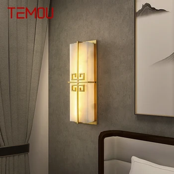  Латунный настенный светильник TEMOU, современные роскошные мраморные бра, декор для дома, спальни, гостиной, коридора.