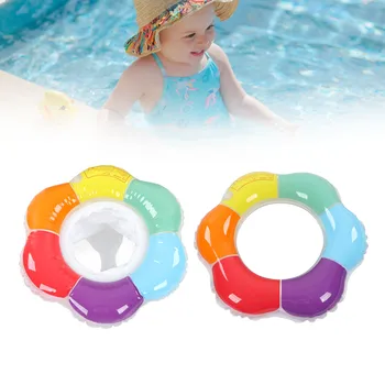  Детское плавательное кольцо для плавания, красочное надувное защитное плавательное кольцо с двойной подушкой безопасности, детское плавательное кольцо