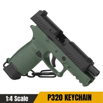  P320-Зеленый мини-брелок с пистолетом в форме миниатюрного пистолета 1: 4, брелок с подвеской в виде пистолета, подарок для коллекции моделей Army Fan
