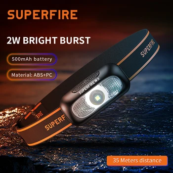  SuperFire HL05-D перезаряжаемый светодиодный налобный фонарь USB Портативный Красный Белый 50 Г Мини сенсорная Фара для Кемпинга, Рыбалки, Головной фонарик