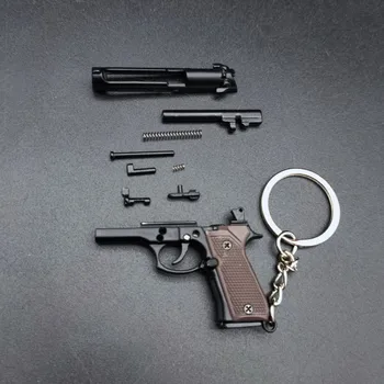  Новая мини-модель игрушечного пистолета Beretta 92F в масштабе 1: 4 из металлического сплава, брелок для ключей, сумка для ключей, Подвеска для мальчиков, подарок, Бесплатная сборка