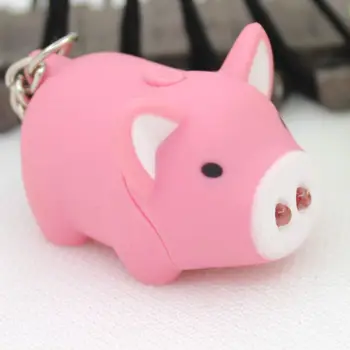  Прекрасный светодиодный брелок в форме свиньи со звуком, держатель для ключей, мини-фонарик, детская игрушка