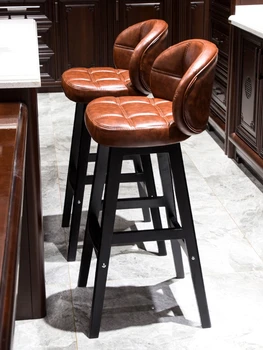  Высокий табурет домашний стул барный стул барный стул из массива дерева легкий роскошный барный стол и стул современный минималистичный высокий табурет барный стул