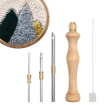  Иглопробивной инструмент Деревянные Иглопробивные иглы Инструмент для зацепления игольчатого коврика Полный набор ручек для вышивания DIY Craft