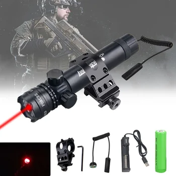  Светодиодный фонарик для охоты, тактический прицел, Зеленый / красный лазерный прицел с дистанционным переключением крепления прицела, охотничьи лазеры