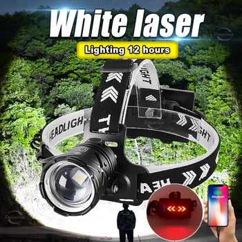  Новейшая супер яркая белая лазерная фара Tpye-c USB Перезаряжаемая Налобная фара с зумом, мощный налобный фонарь, Мощная наружная рабочая лампа