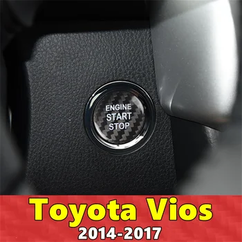  Для Toyota Vios Крышка кнопки запуска и остановки двигателя автомобиля наклейка из настоящего углеродного волокна 2014 2015 2016 2017