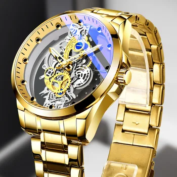  Мужские часы с двусторонним скелетонизированным, полностью автоматическим немеханическим механизмом, мужские часы с турбийоном, международные прямые поставки