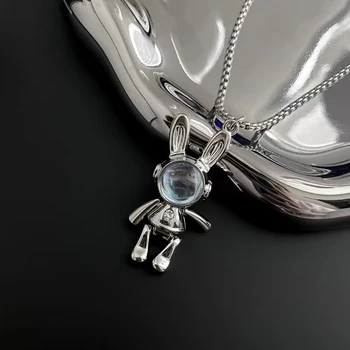  Мобильное механическое ожерелье с подвеской в виде кролика, цепочка из опала и циркона, мужские и женские украшения для дружбы в стиле хип-хоп