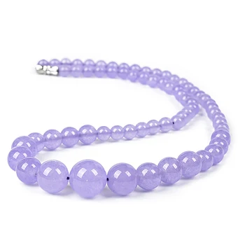  Фиолетовое ювелирное ожерелье с халцедоном и жасмином, щедрое темпераментное ожерелье с полудрагоценными камнями, бусины 6-14 мм, женское ожерелье