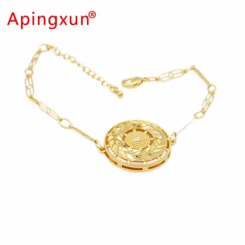  Apingxun Золотые браслеты с IP-покрытием из цепочек и звеньев для африканских, эфиопских, арабских женщин, оптовые продажи ювелирных изделий для вечеринок для девочек