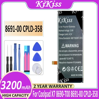  Оригинальный аккумулятор KiKiss 869100 CPLD358 CPLD 358 CPLD-358 3200 мАч для аккумуляторов Coolpad X7 X 7 8691-00 8690-T00