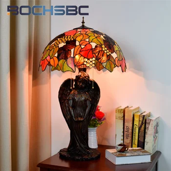  BOCHSBC настольная лампа с витражным стеклом Тиффани в виноградном стиле арт-деко роскошная праздничная гостиная Кабинет спальня стойка регистрации вестибюль Рабочая лампа