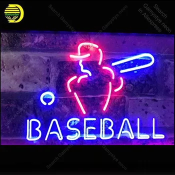  Неоновая вывеска для бейсбольного спорта, настоящая стеклянная трубка, неоновая лампа, вывеска для ресторана, ручная работа, Светящаяся вывеска lampara
