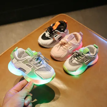 zapatillas/ весенне-осенняя детская обувь для девочек, светящаяся спортивная обувь для мальчиков, дышащие сетчатые повседневные кроссовки унисекс на плоской подошве кроссовки
