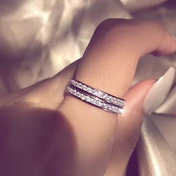  Кольцо-браслет Eternity, Роскошное кольцо с имитацией бриллианта огранки принцессы, Обручальные кольца из стерлингового серебра 925 пробы для женщин, ювелирные изделия для помолвки