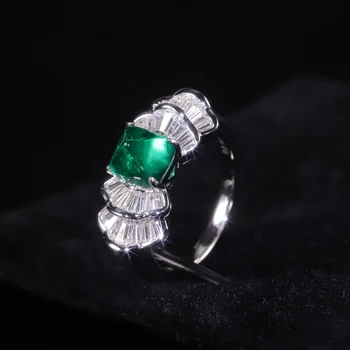  GEM'S BALLET Art Deco В Замбии Создано Изумрудное кольцо в винтажном стиле из стерлингового серебра 925 пробы, Свадебное кольцо для женщин, Майский камень