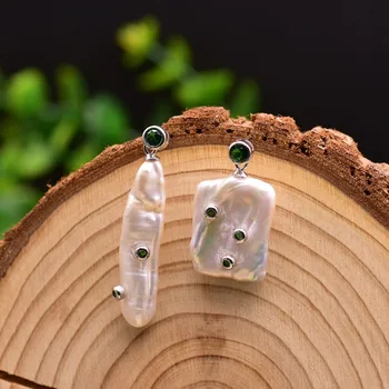  Серьги-гвоздики с пресноводным жемчугом неправильной формы в камнях, винтажные элегантные ушки для женщин и девушек