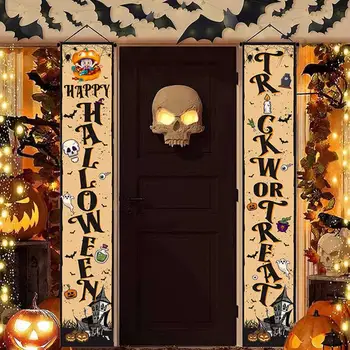  Праздничные украшения для вечеринки в честь Хэллоуина, жуткие баннеры на двери Хэллоуина, Дом с привидениями, вывески на крыльце с рисунком тыквы для трюков или угощений