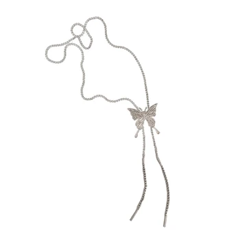  Элегантное колье-чокер, цепочка на шею регулируемой длины, Винтажный дизайн с бабочкой, модные украшения, цепочка для тела для женщин