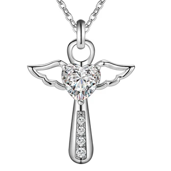  Милые подвески свадебное женское ожерелье из серебра 925 пробы, ювелирный крест, камень, кристалл, модная милая подвеска для девочек