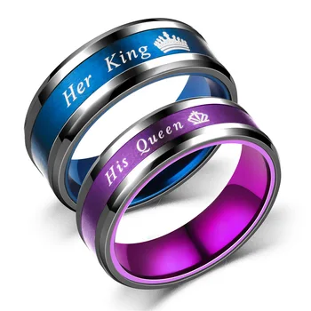  2023 Модные Парные Кольца с Буквами для Подарка на Годовщину Свадьбы Влюбленного Модные Ювелирные Изделия “Ее Король”, “Его Королева”, Обручальное Кольцо