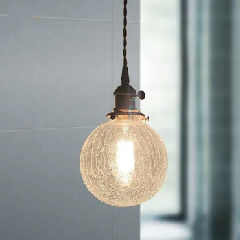  Подвесной светильник в стиле ретро Nordic House Led, Прикроватный бар, Стеклянные трещины, кухонные светильники, Подвесной светильник промышленного декора