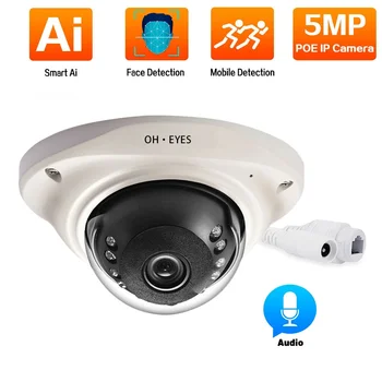  Купольная 5-мегапиксельная IP-камера POE CCTV, водонепроницаемая уличная аудиозапись, домашние потолочные камеры наблюдения для системы безопасности POE NVR
