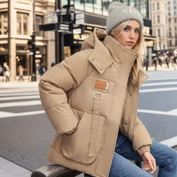  2023 Новая зимняя куртка, пальто, женские парки, женские пуховые хлопчатобумажные куртки, пальто с капюшоном, толстое теплое ветрозащитное повседневное студенческое пальто
