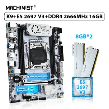 MACHINIST X99 K9 Комплект материнской платы LGA 2011-3 Комплект процессора Xeon E5 2697 V3 CPU 2*8GB = 16GB 2666MHz DDR4 Memory RAM PCIE 3.0 NVME