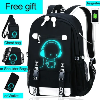  Светящийся школьный рюкзак для подростка, школьные сумки для мальчиков и девочек, USB-зарядка, противоугонный рюкзак, детский рюкзак, школьный рюкзак для детей