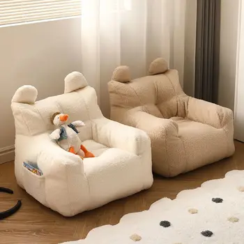  L Детский диван-мини-мешок из овечьего бархата, Повседневное сиденье, Мультяшный детский диван, Татами для чтения, Детская мебель