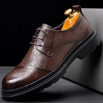  Мужская обувь на платформе, Роскошные Брендовые Высококачественные Туфли-Оксфорды, Мужские Повседневные Модельные туфли на шнуровке, Лоферы, Мокасины, Офисная Обувь