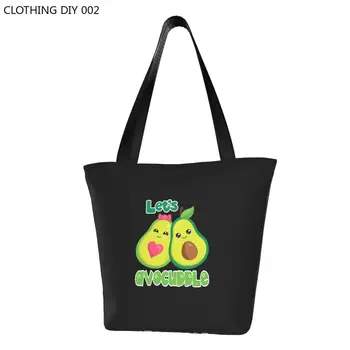  Обработка мультфильм авокадо пара подарок хозяйственная сумка женщины холст плеча сумка прочный давайте Avocuddle покупателя продукты питания мешки