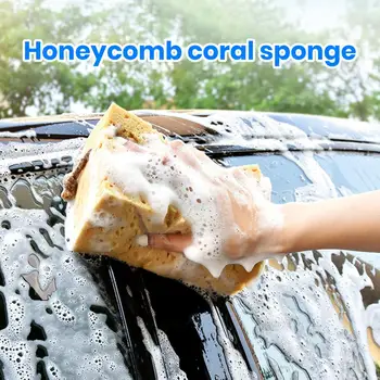  Губка для мытья автомобилей Пенопластовая Губка для мытья автомобилей Супер водопоглощающая губка для мытья автомобилей в виде сот для мягкой автоэпиляции Премиум Коралловый автомобиль
