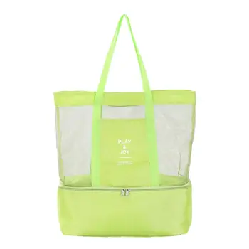  Для пикников на открытом воздухе, пляжная сумка для плавания, принадлежности для кемпинга, зеленый/светло-голубой/розово-розовый, походный нейлон + сетка, абсолютно новый