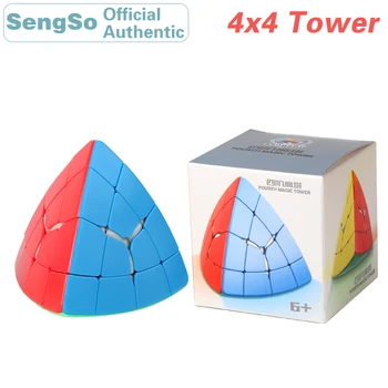  ShengShou 4x4 Magic Tower 4x4x4 Speed Cube Без Наклеек Профессиональные Игрушки-Непоседы ShengShou 4-Слойная Пирамидальная Башня Cubo Magico