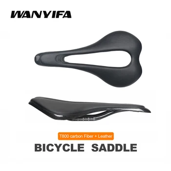  Сверхлегкая кожаная подушка сиденья из углеродного волокна Wanyifa Для шоссейного горного велосипеда С большим полым седлом