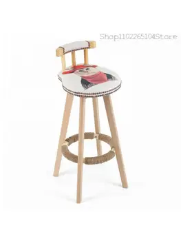  Скандинавский барный стул, семейная спинка, высокий табурет, стул для стойки регистрации, современный простой легкий роскошный Высокий табурет, барный стул, табурет