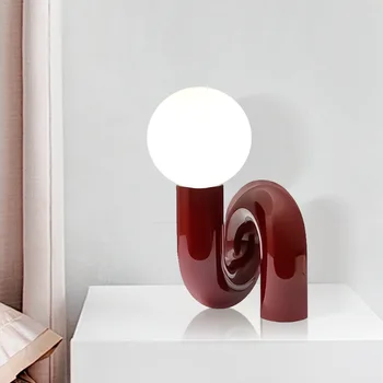  Светодиодная настольная лампа в стиле постмодерн, стеклянный шар, прикроватный столик для спальни, Дизайнерский декор для дома, гостиной, Светильники