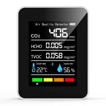  Измеритель CO2 5 В 1, Цифровой тестер температуры и влажности, детектор углекислого газа, монитор качества воздуха, анализатор TVOC HCHO-B