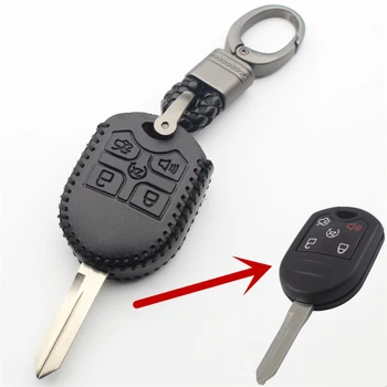  Чехол Для Дистанционного Ключа Из Натуральной Кожи с 5 Кнопками Для Ford Explorer Edge Escape Ranger E150 F350 F550 E250