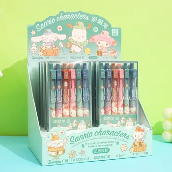  Мультфильм Sanrio Hello Kitty Kuromi Cinnamoroll Press Металлический Зажим для ручки Ручка для подписи Милая Гелевая ручка Студенческие Канцелярские Принадлежности Оптовый Подарок