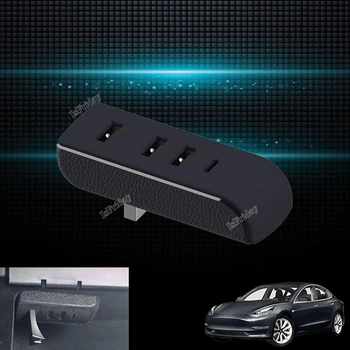  Порты USB-концентратора Для Перчаточного ящика Tesla Model 3 Y Док-Станция 4-в-1 USB-Удлинитель Зарядное Устройство Spiliter Upgrade Адаптер Для Передачи данных