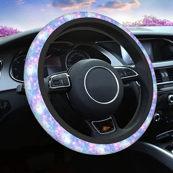  Универсальные 15-дюймовые Красивые Чехлы на рулевое колесо из неопрена с побрякушками в виде русалки фиолетового цвета